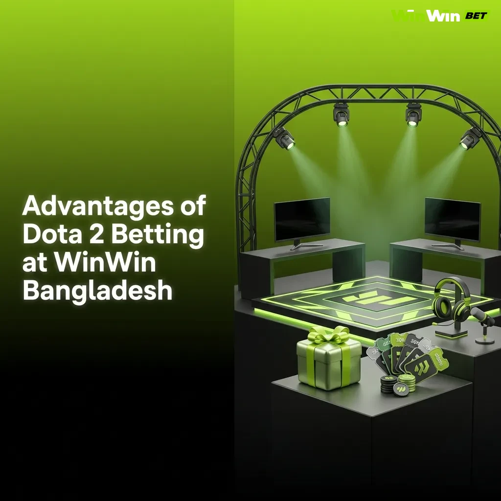 Dota 2 betting interface showing bonuses, payment options, and competitive odds at WinWin Bangladesh platform