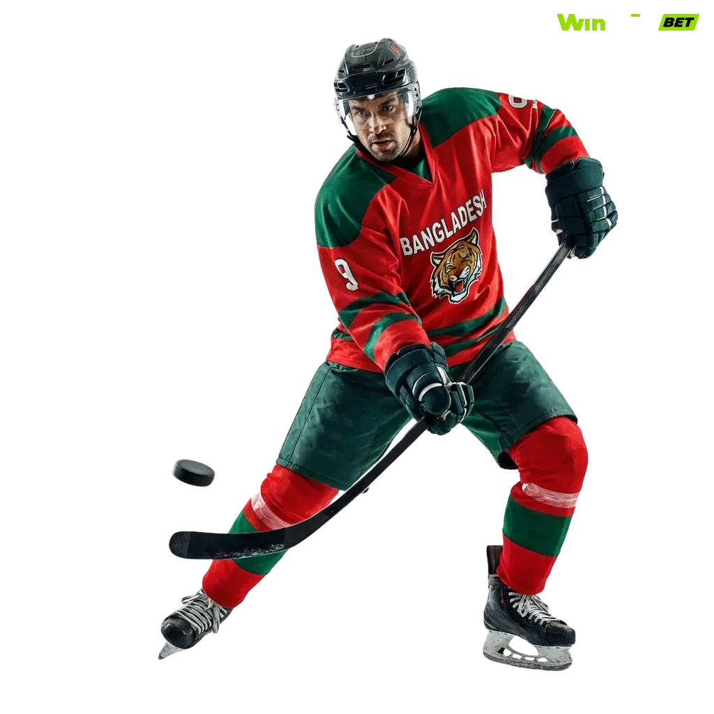 Ice hockey betting interface showing NHL and KHL games with odds and live betting options on WinWin Bangladesh platform