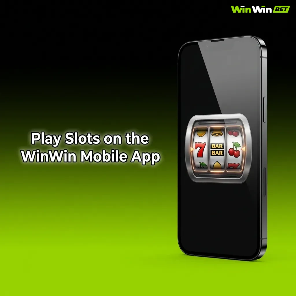 WinWin mobile app interface showing slot games library with navigation menu and touch-optimized controls on smartphone screen
