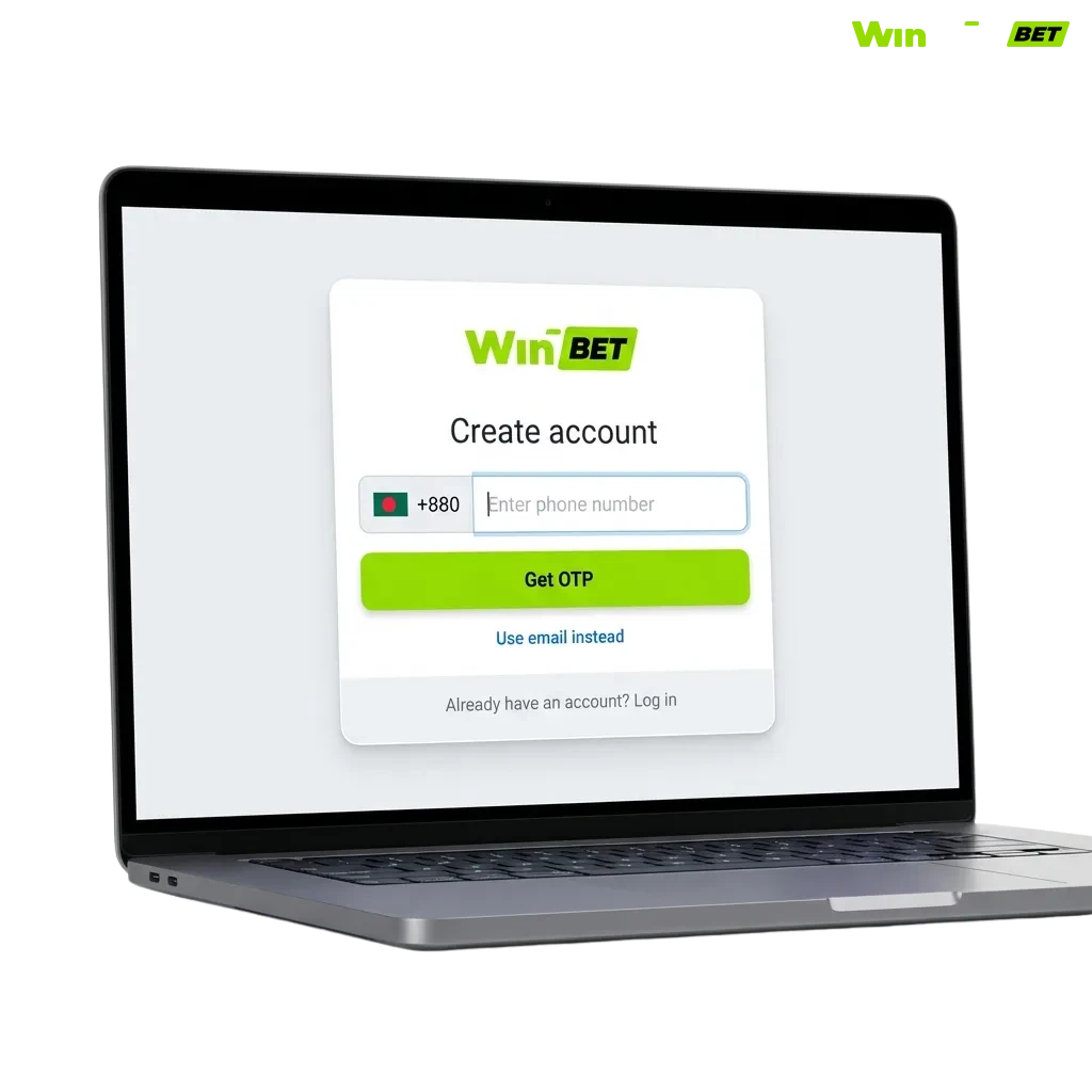 WinWin casino registration page showing sign-up form for Bangladesh players to access games and sports betting