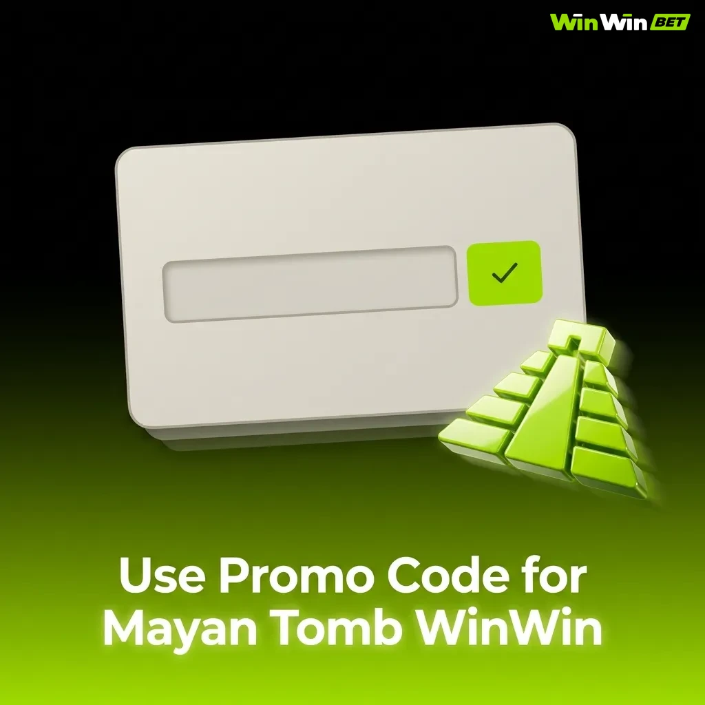 Mayan Tomb WinWin promo code entry screen showing MAYANTOMB200 code for bonus funds and free spins