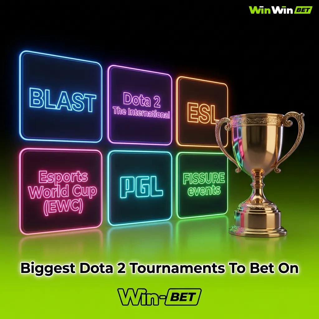 Top Dota 2 esports tournaments including The International, ESL, and BLAST events with massive prize pools and betting markets