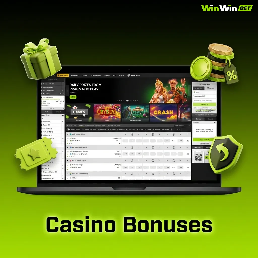 Casino promotions showing reload bonuses, cashback offers, free spins, high roller rewards, and birthday bonuses.