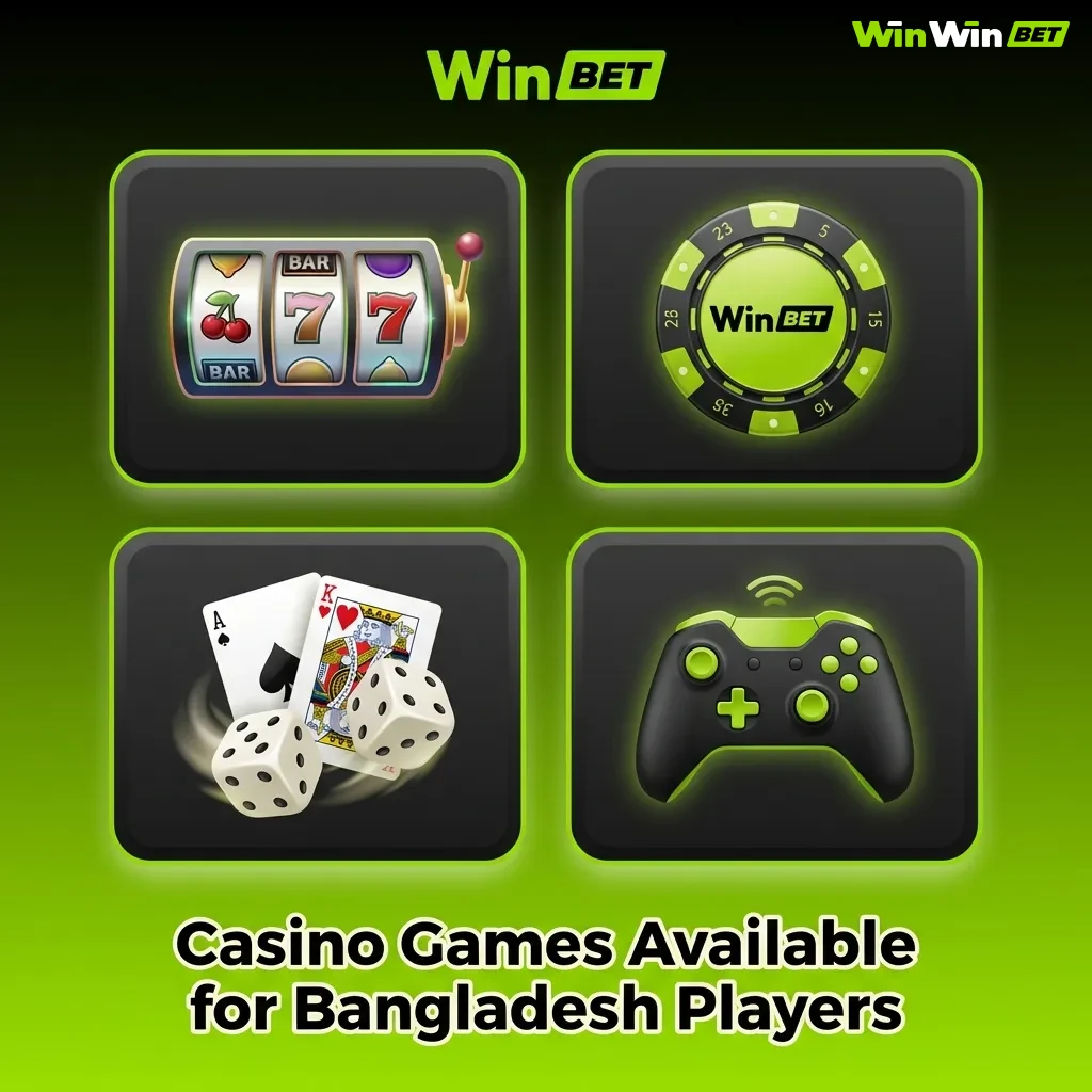 Casino game selection showing slots, live dealer tables, and card games for Bangladesh players