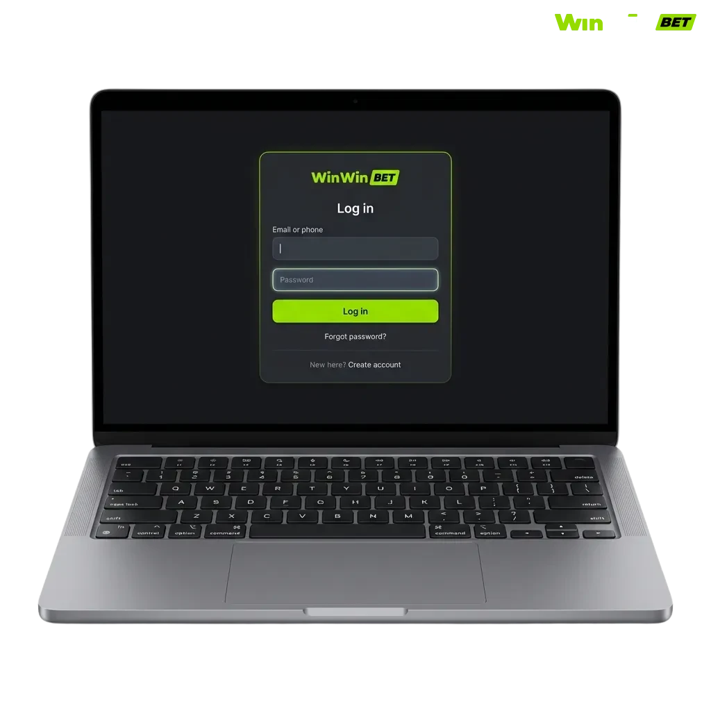WinWin login page showing email and password fields for Bangladesh users to access betting and casino features securely