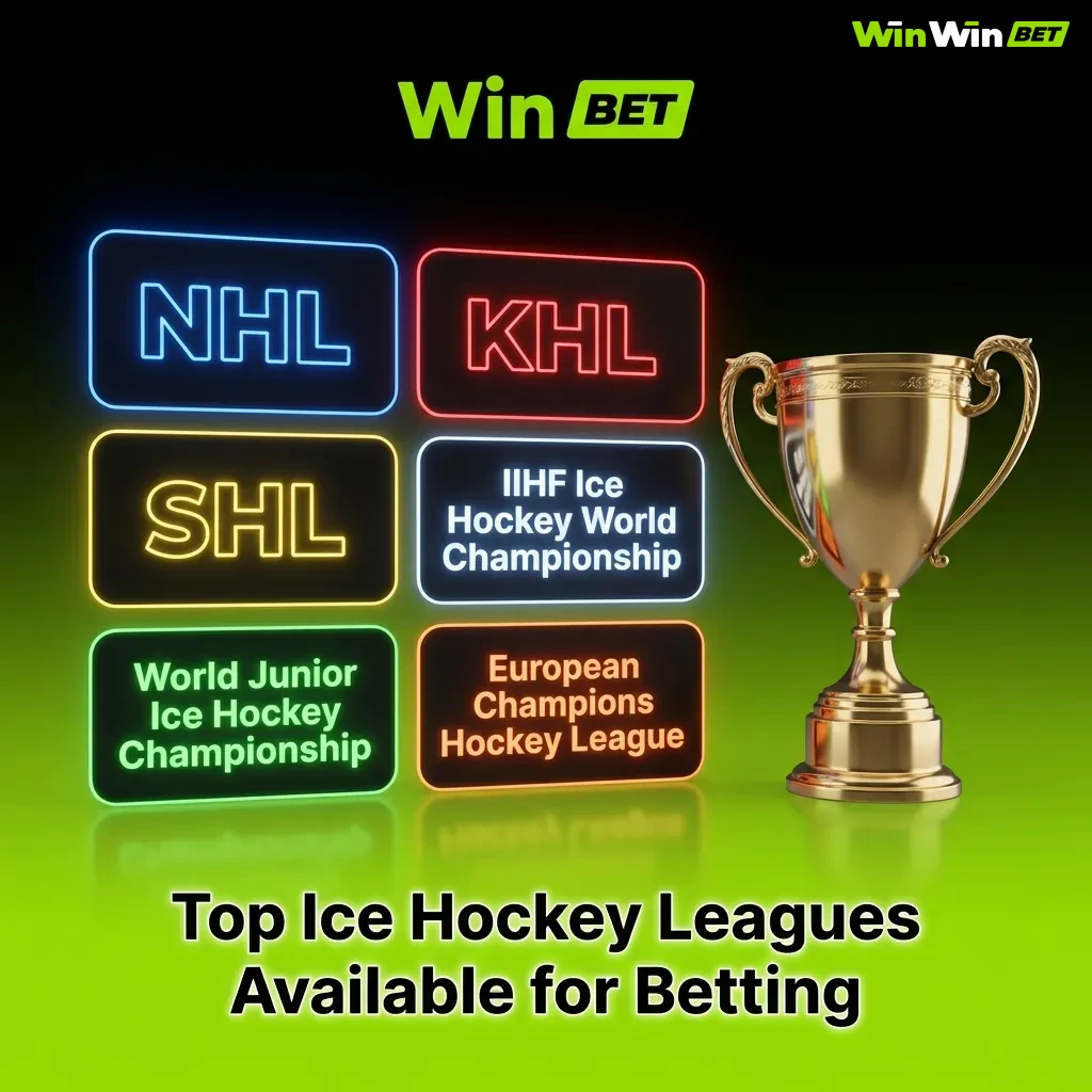 Major ice hockey leagues including NHL, KHL, SHL, and international tournaments available for sports betting