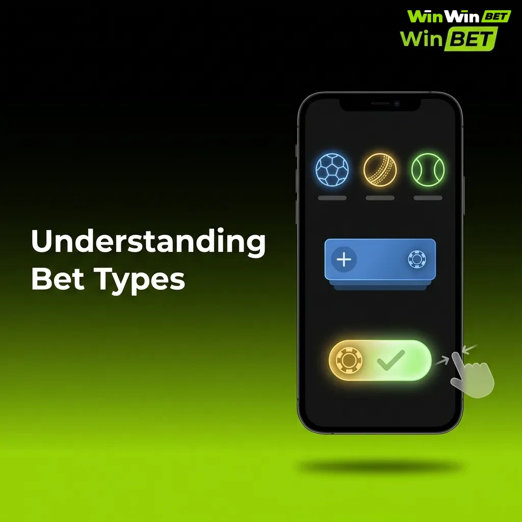 Diagram showing three betting types: Single Bet on one match, System Bet combining multiple selections, Express Bet linking outcomes