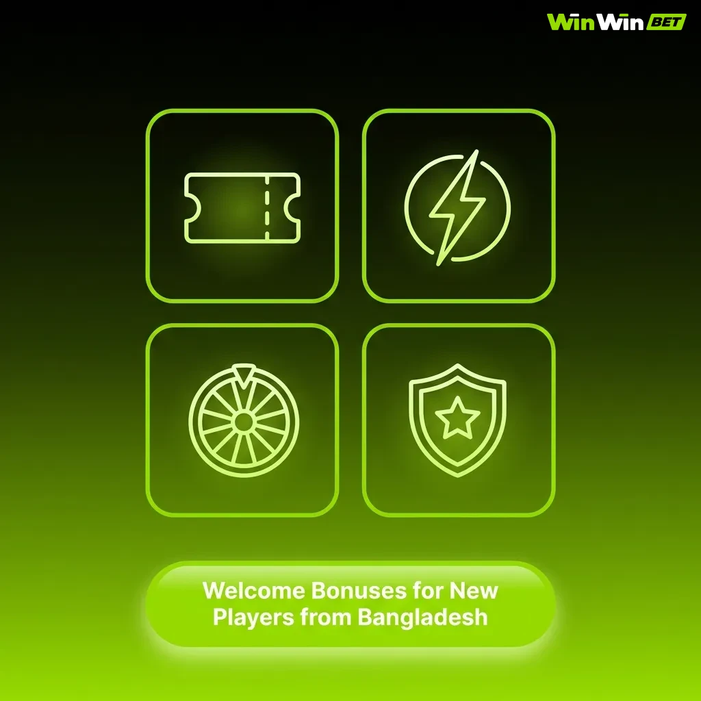 WinWin welcome bonuses for Bangladesh players: 200% casino match plus free spins or 100% sports betting bonus offer.